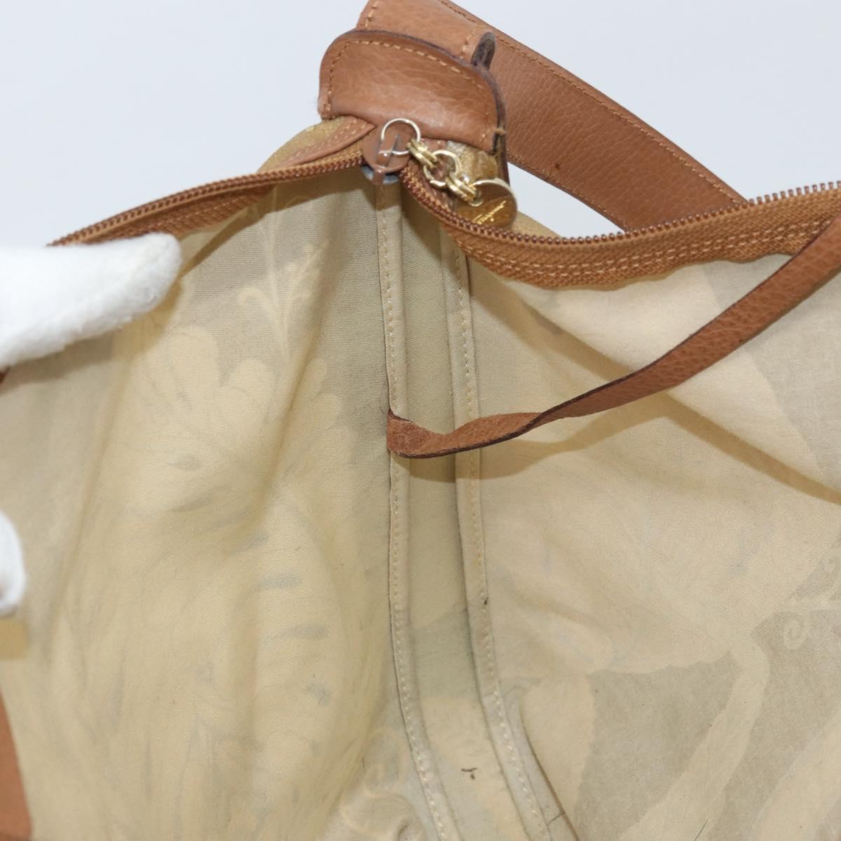 Salvatore Ferragamo Shoulder Bag PVC Canvas Beige Gold Auth bs33984