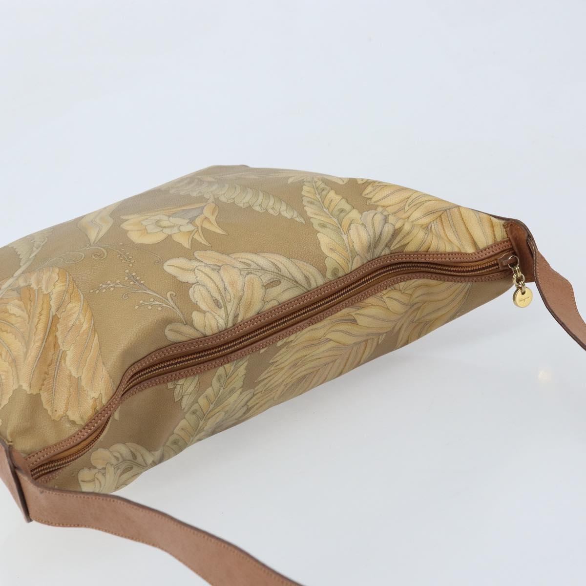 Salvatore Ferragamo Shoulder Bag PVC Canvas Beige Gold Auth bs33984