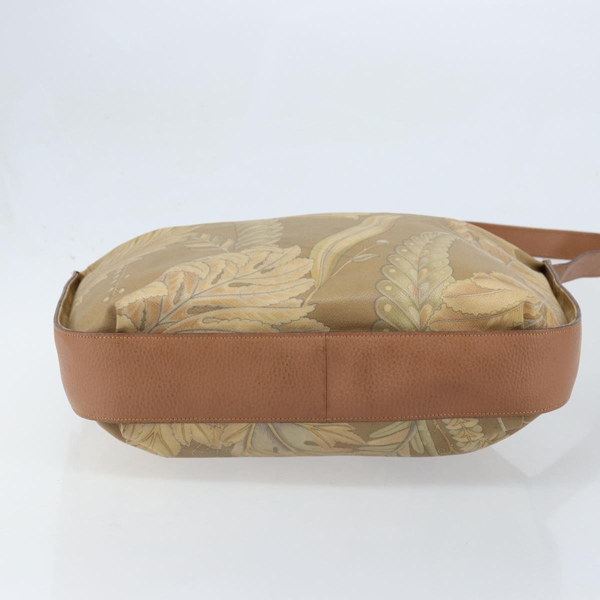 Salvatore Ferragamo Shoulder Bag PVC Canvas Beige Gold Auth bs33984