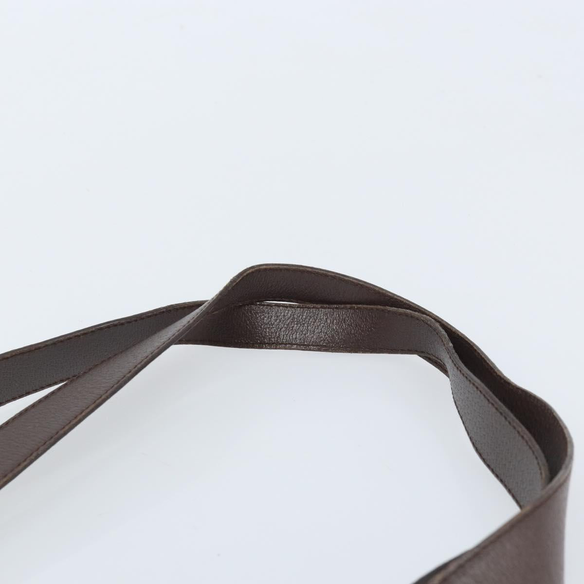 BVLGARI Shoulder Bag Canvas Brown Silver Auth bs33988