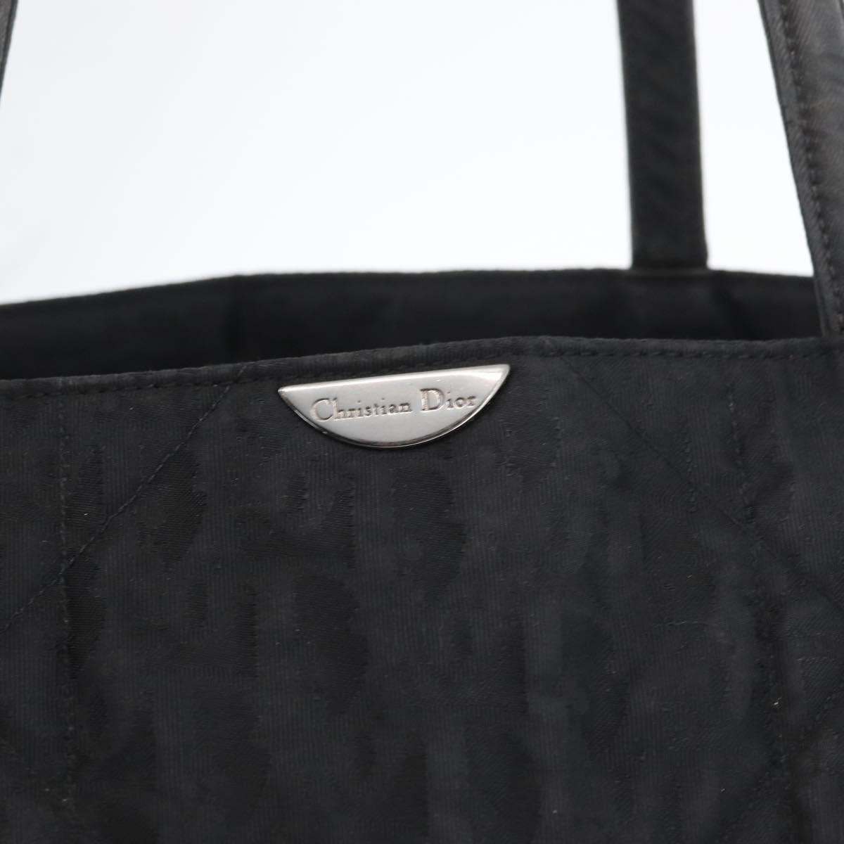 Christian Dior Hand Bag Nylon Black Silver Auth bs33989