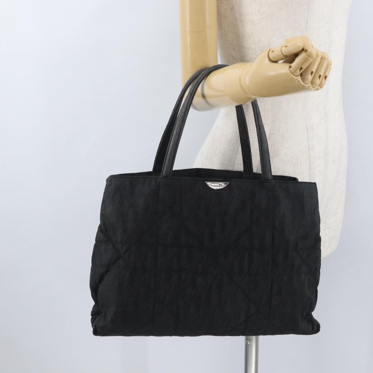 Christian Dior Hand Bag Nylon Black Silver Auth bs33989