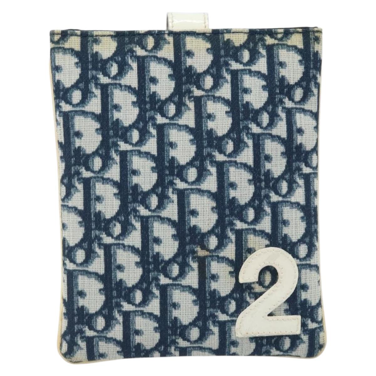 Christian Dior Trotter Canvas Pouch Shoulder Bag Navy Auth bs33991