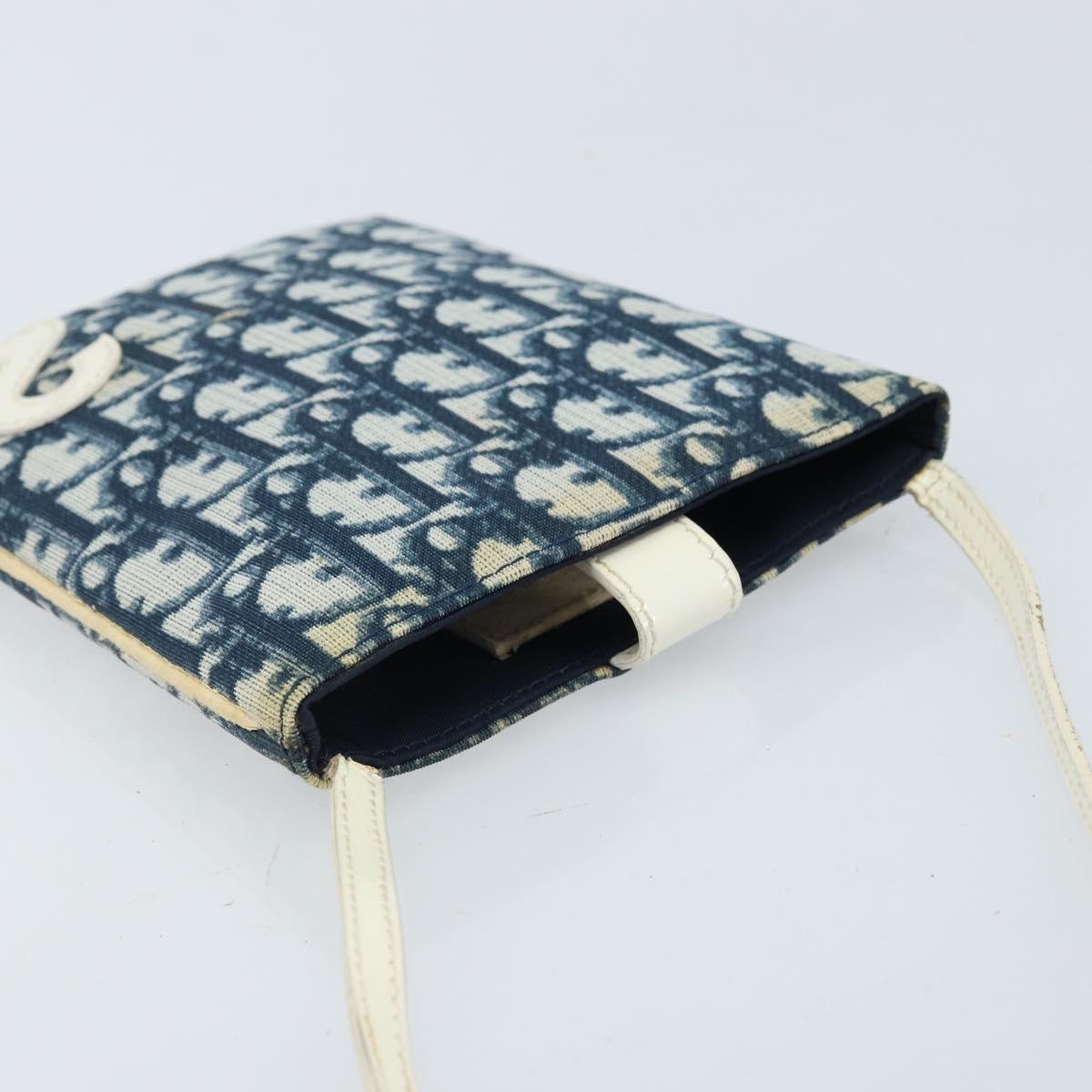 Christian Dior Trotter Canvas Pouch Shoulder Bag Navy Auth bs33991