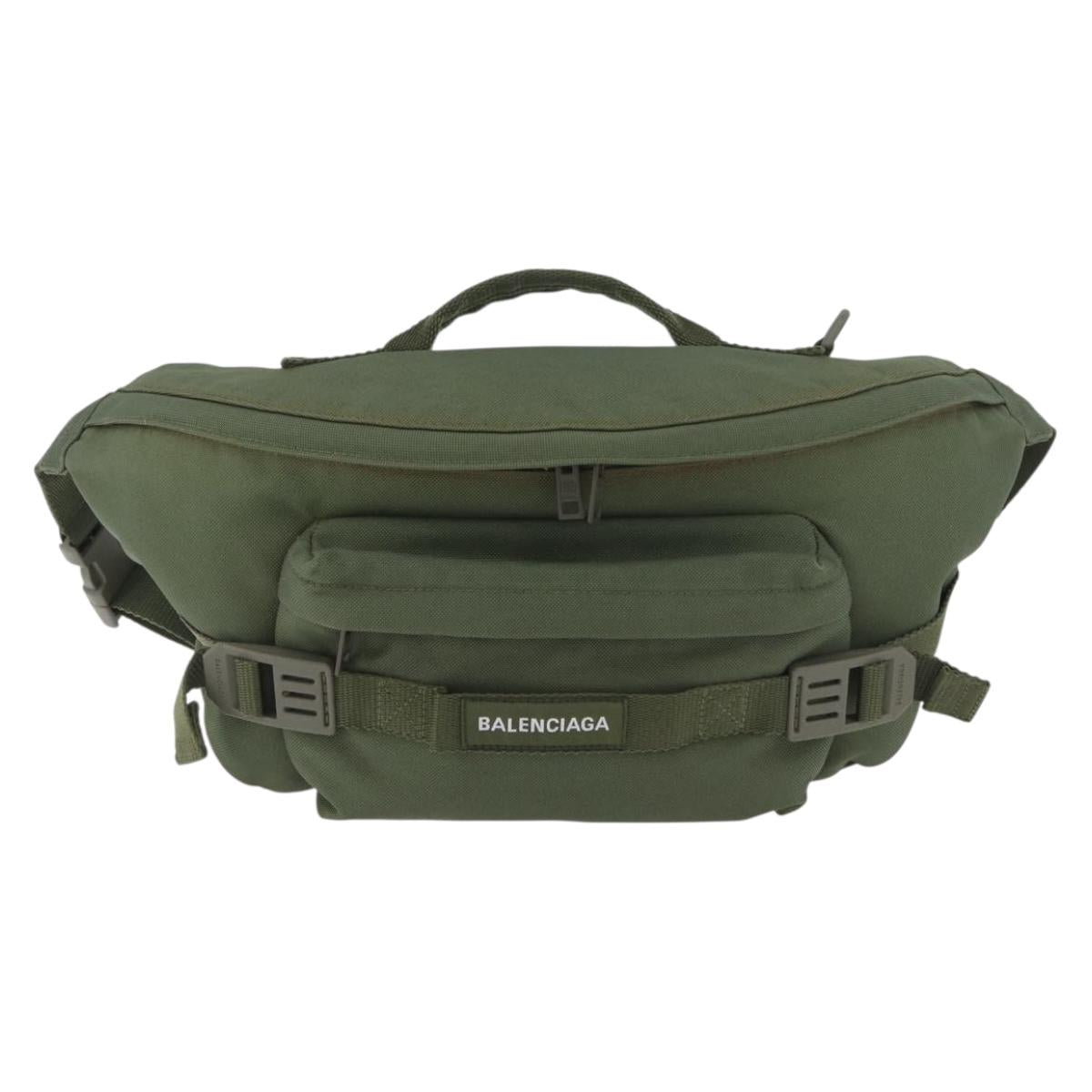 BALENCIAGA Body Bag Canvas Khaki 644035 Auth bs33995