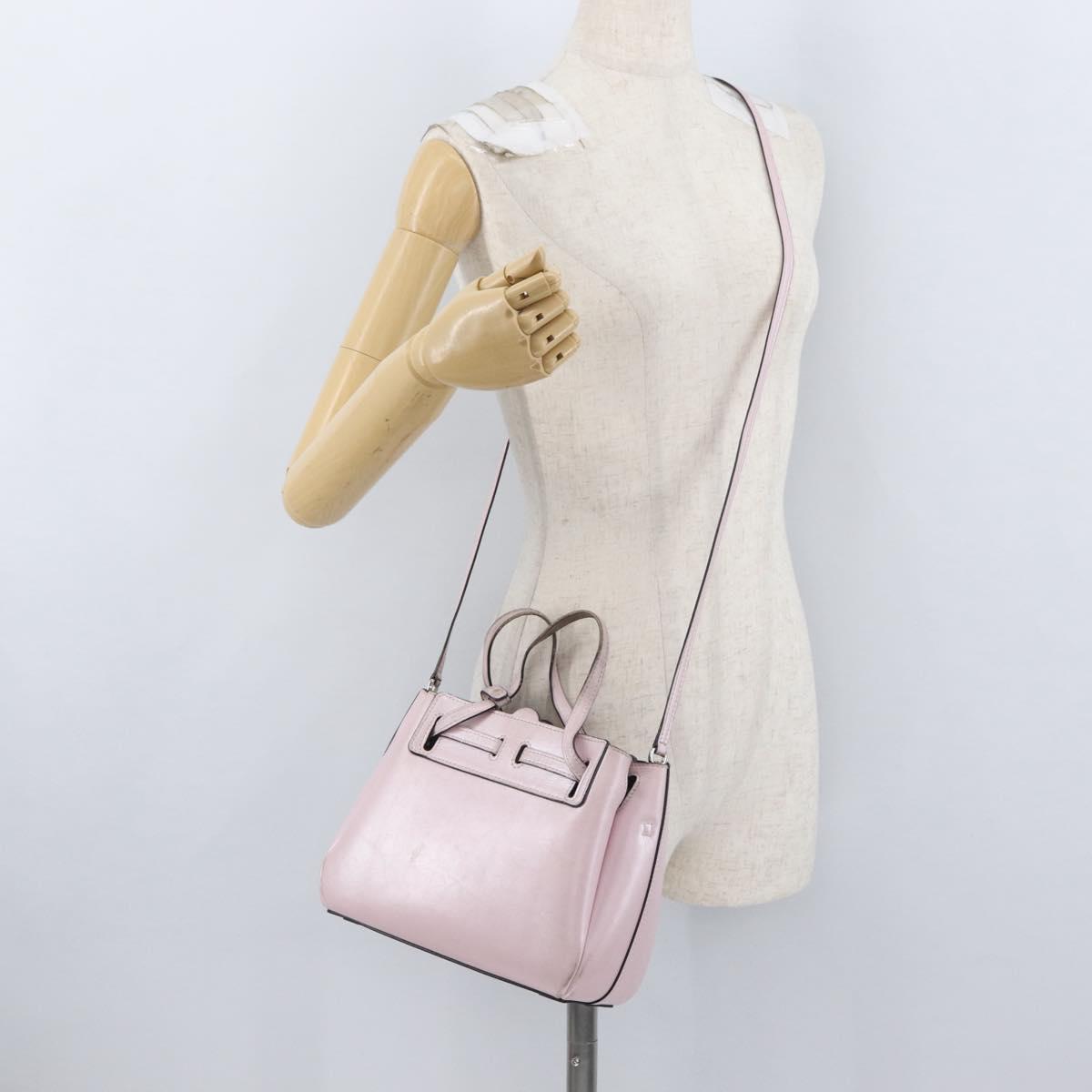 LOEWE Shoulder Bag Leather Pink Silver Auth bs33996