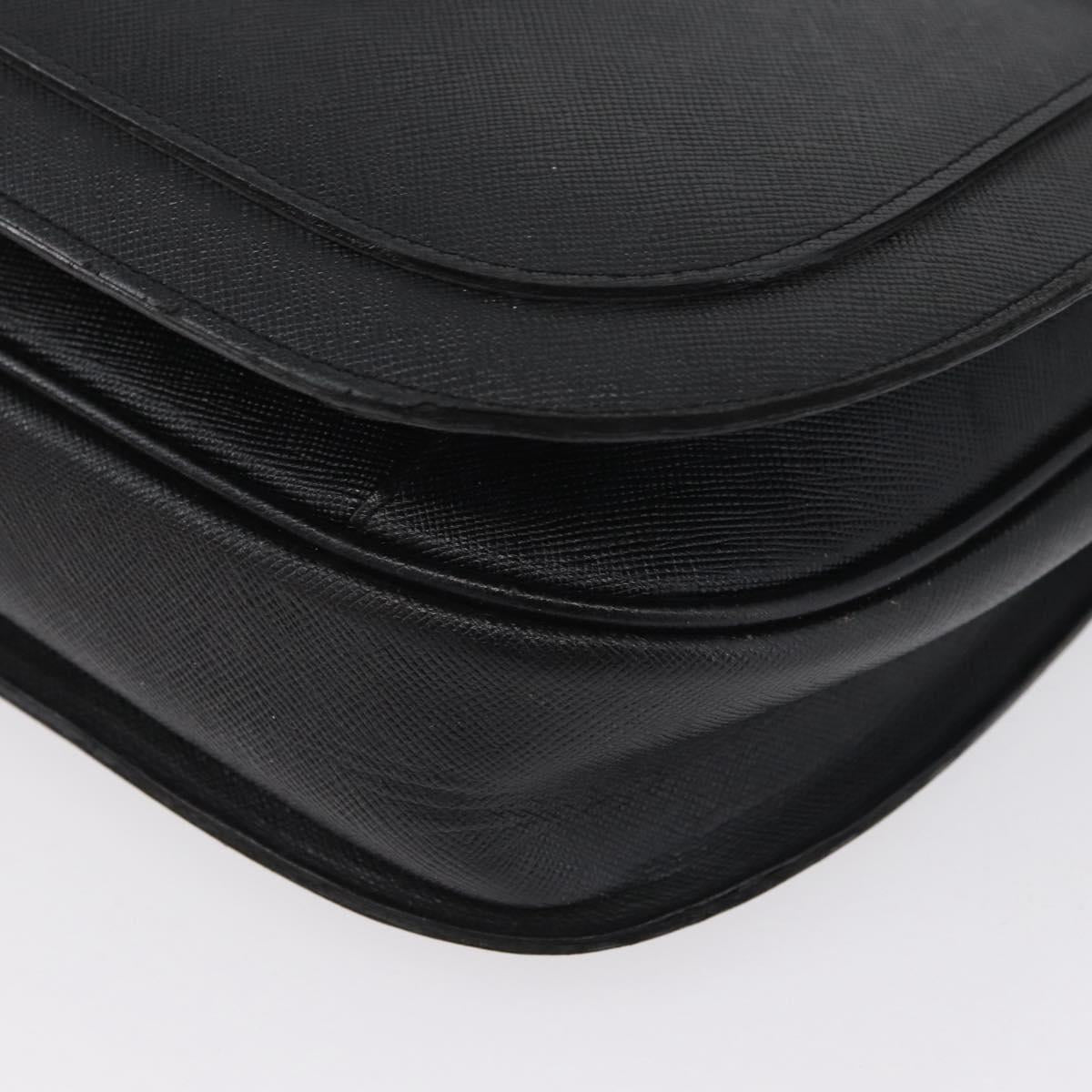 SAINT LAURENT Shoulder Bag Leather Black Gold Auth bs33997