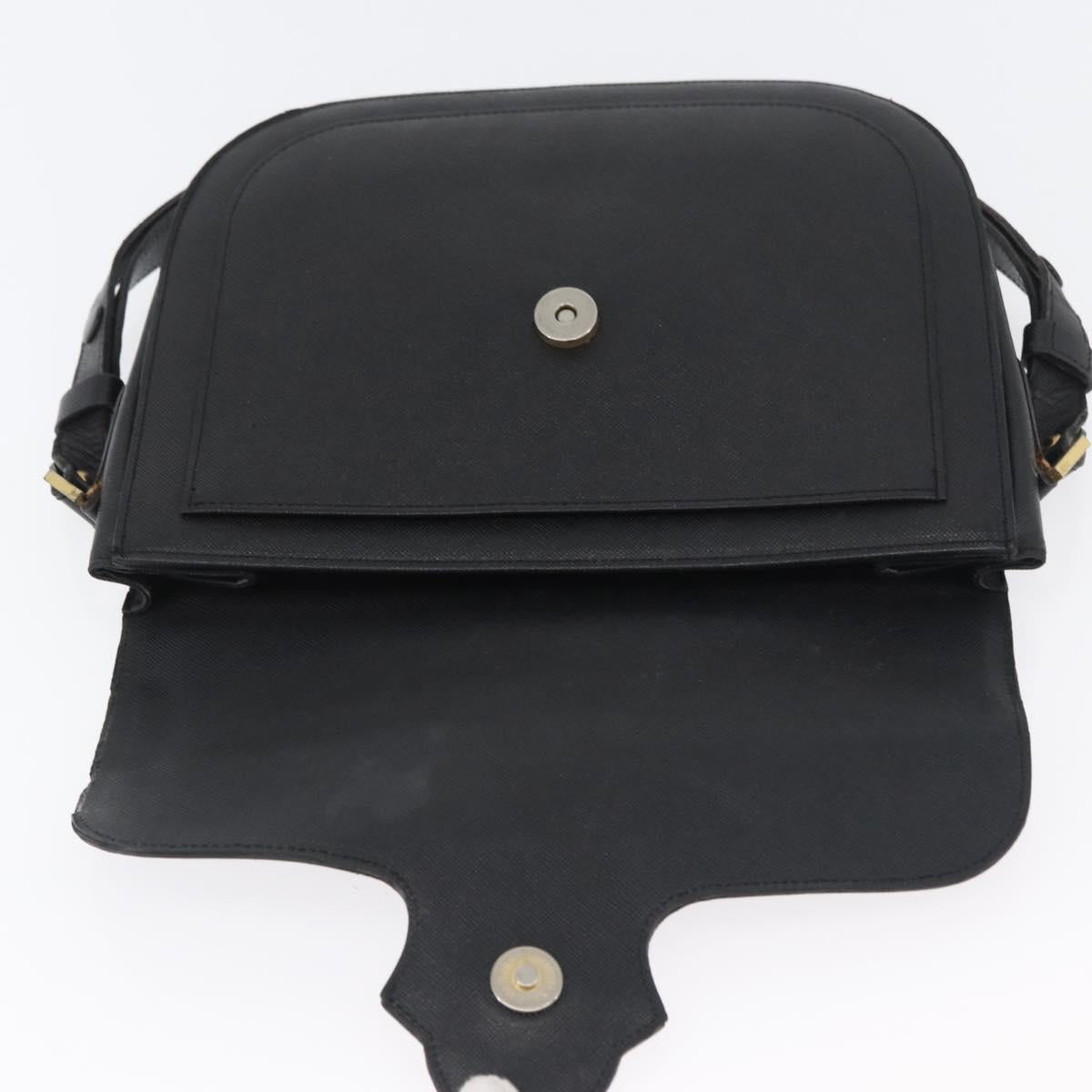 SAINT LAURENT Shoulder Bag Leather Black Gold Auth bs33997