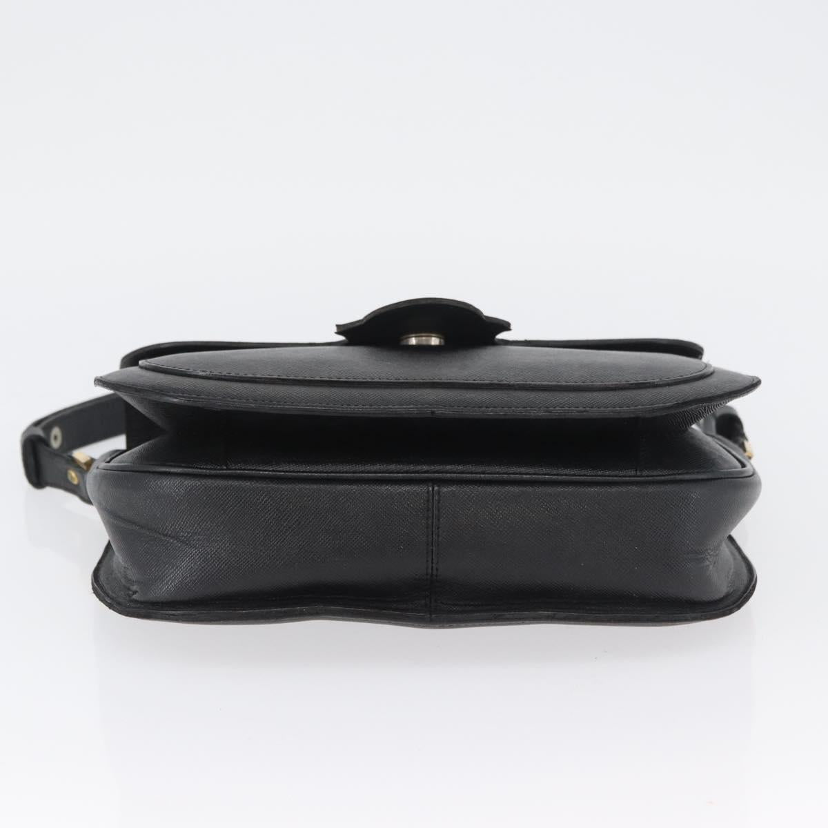 SAINT LAURENT Shoulder Bag Leather Black Gold Auth bs33997
