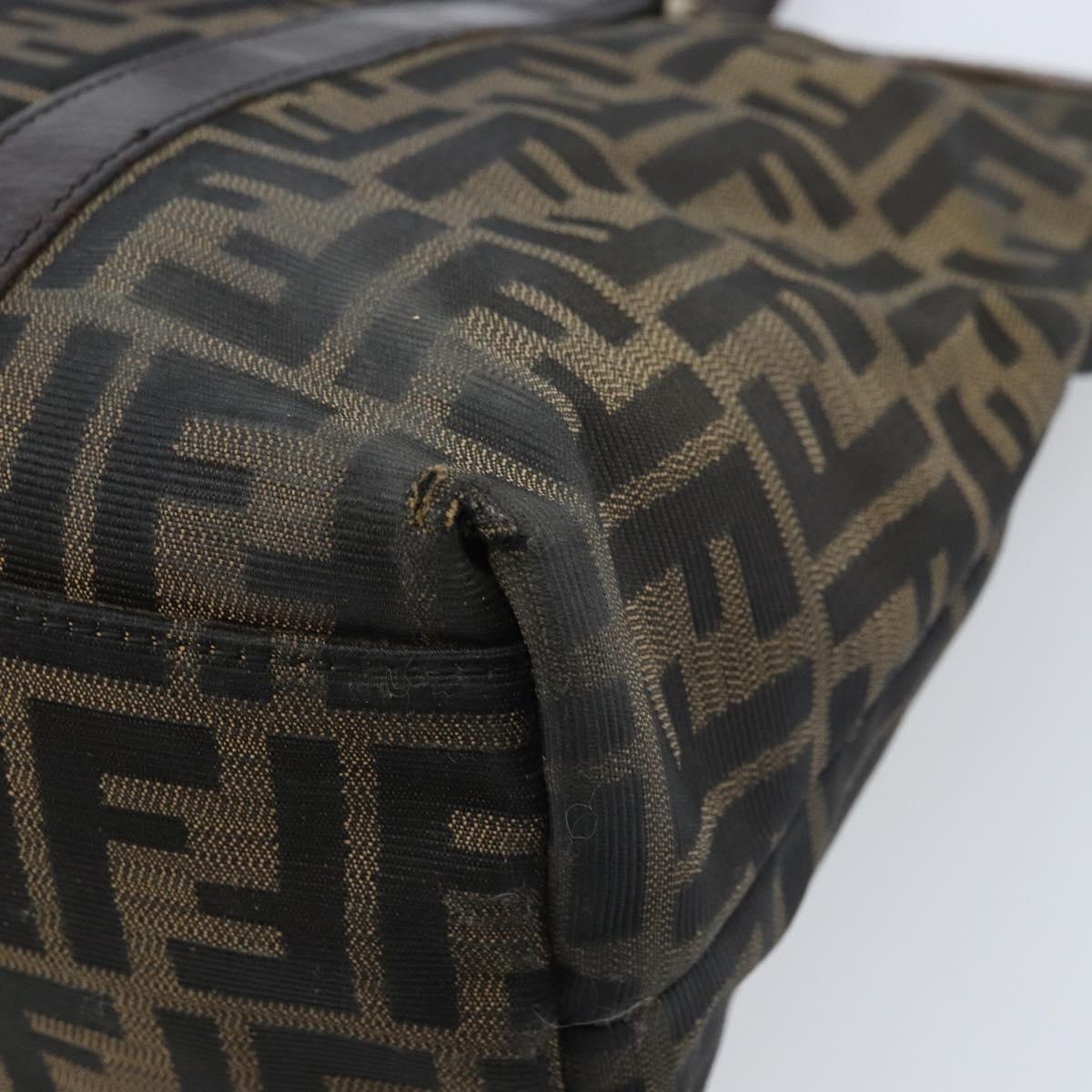 FENDI Zucca Canvas Tote Bag Black Brown Auth bs34003