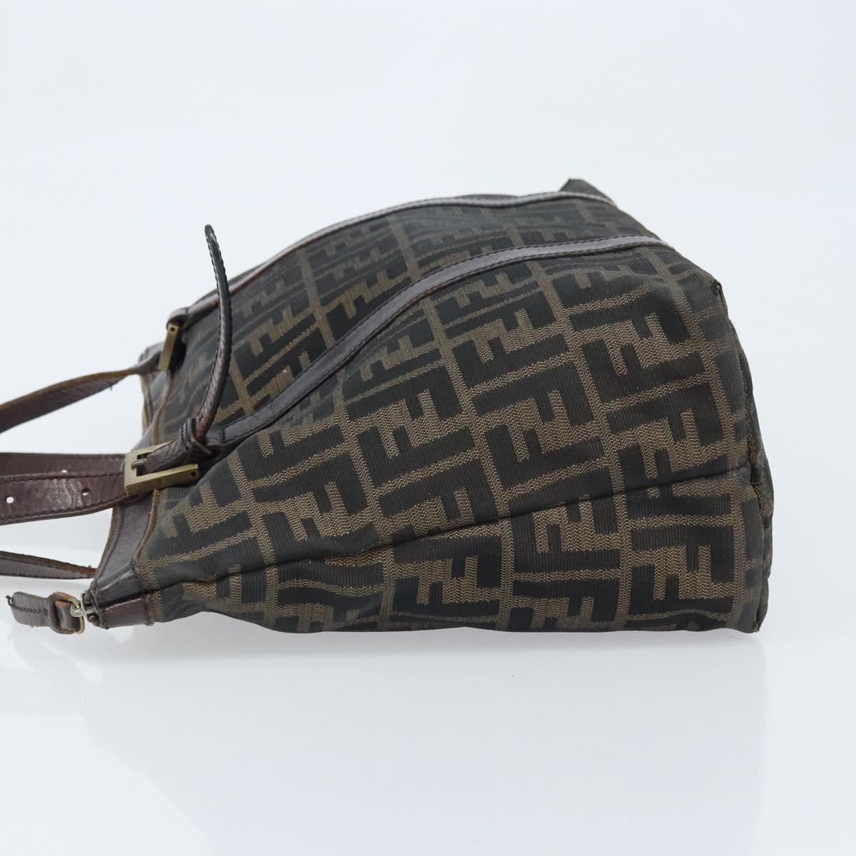 FENDI Zucca Canvas Tote Bag Black Brown Auth bs34003