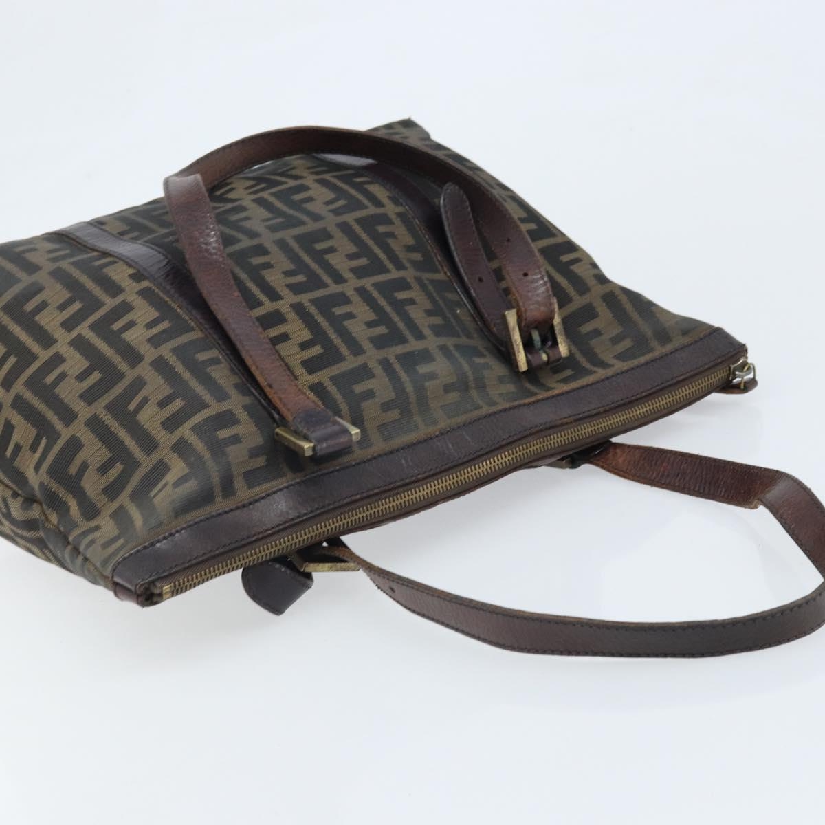 FENDI Zucca Canvas Tote Bag Black Brown Auth bs34003
