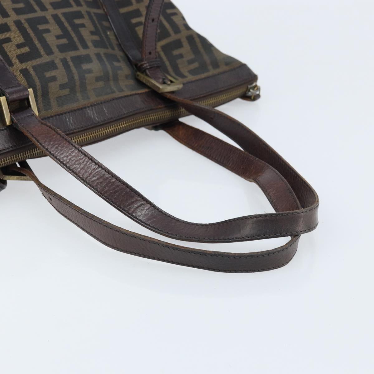 FENDI Zucca Canvas Tote Bag Black Brown Auth bs34003