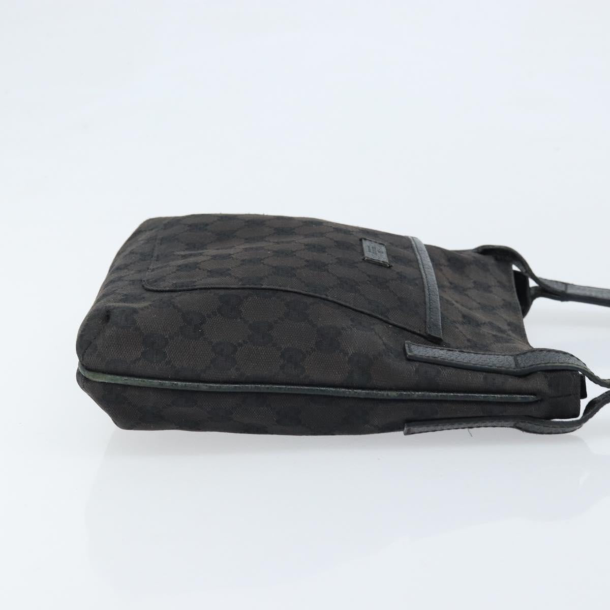 GUCCI GG Canvas Shoulder Bag Black Silver 122793 Auth bs34005