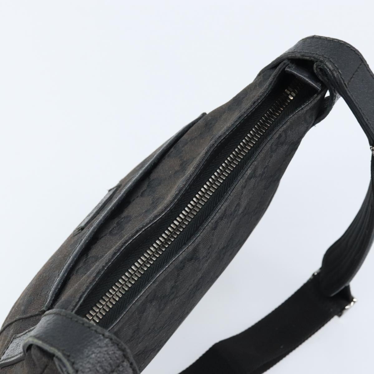 GUCCI GG Canvas Shoulder Bag Black Silver 122793 Auth bs34005