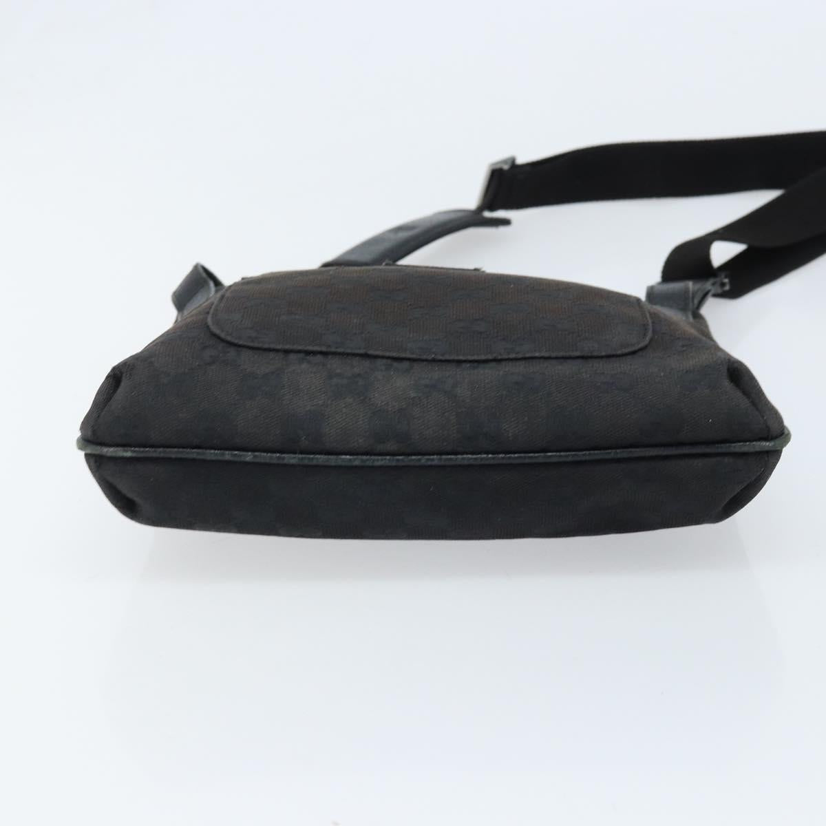 GUCCI GG Canvas Shoulder Bag Black Silver 122793 Auth bs34005