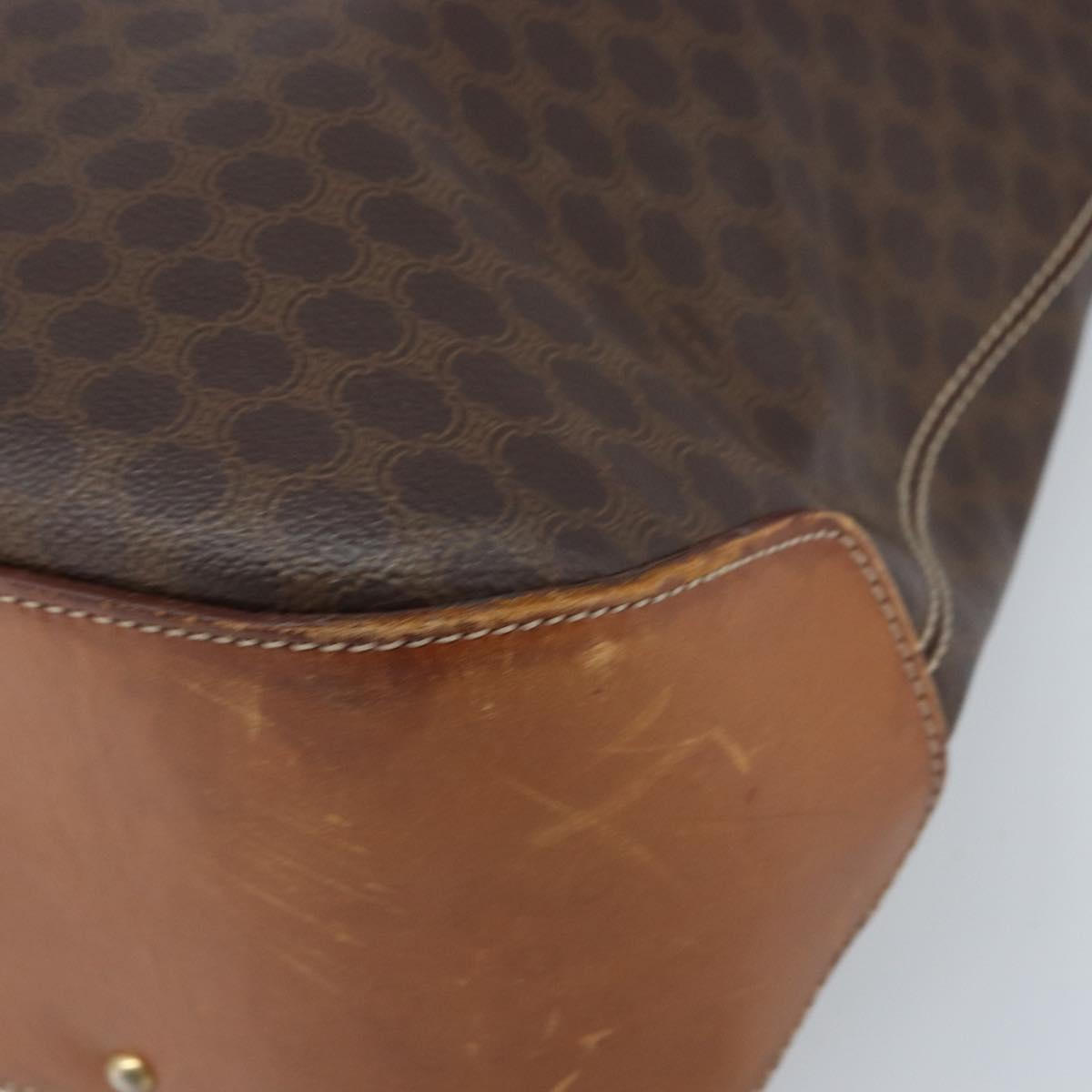 CELINE Macadam Canvas Tote Bag PVC Leather Brown Gold Auth bs34007