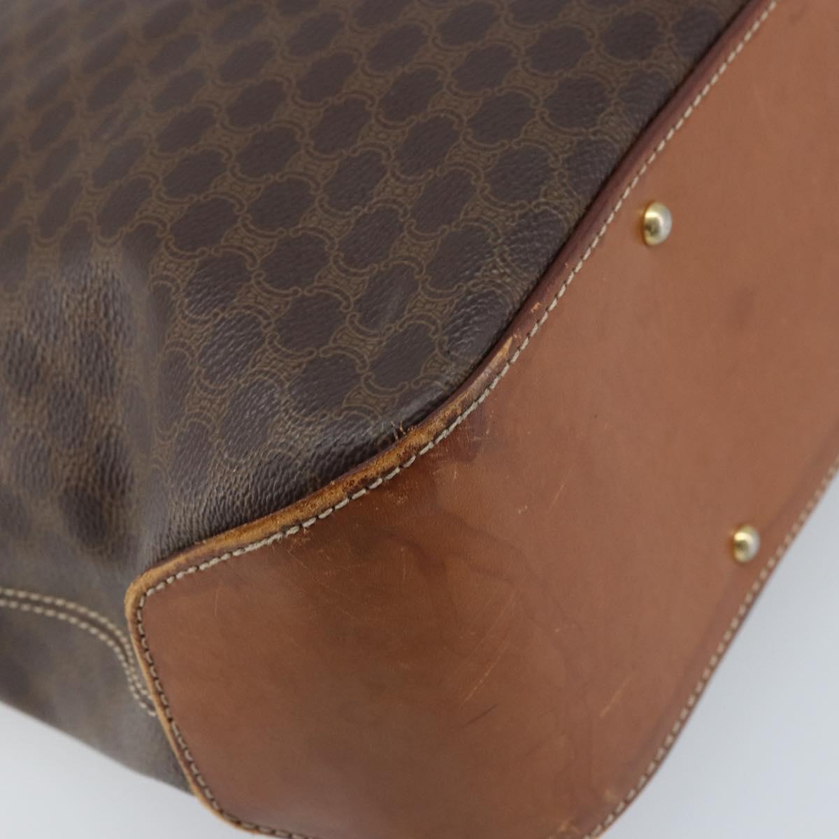 CELINE Macadam Canvas Tote Bag PVC Leather Brown Gold Auth bs34007