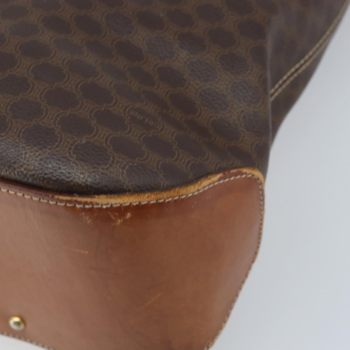 CELINE Macadam Canvas Tote Bag PVC Leather Brown Gold Auth bs34007