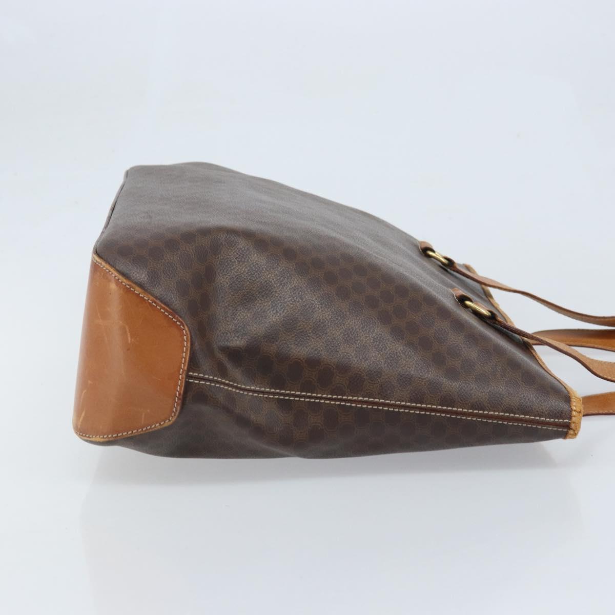 CELINE Macadam Canvas Tote Bag PVC Leather Brown Gold Auth bs34007