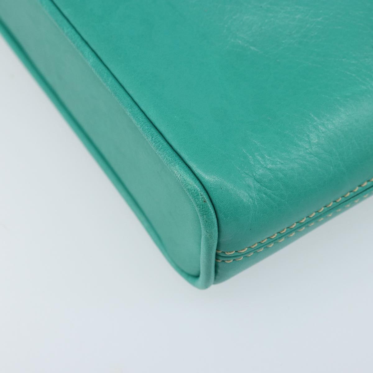 CELINE Shoulder Bag Leather Gold Emerald Green Auth bs34009