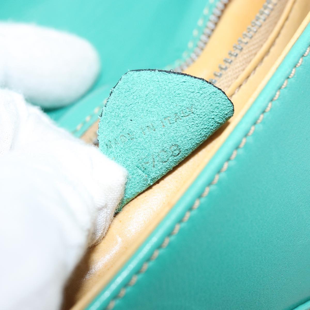 CELINE Shoulder Bag Leather Gold Emerald Green Auth bs34009