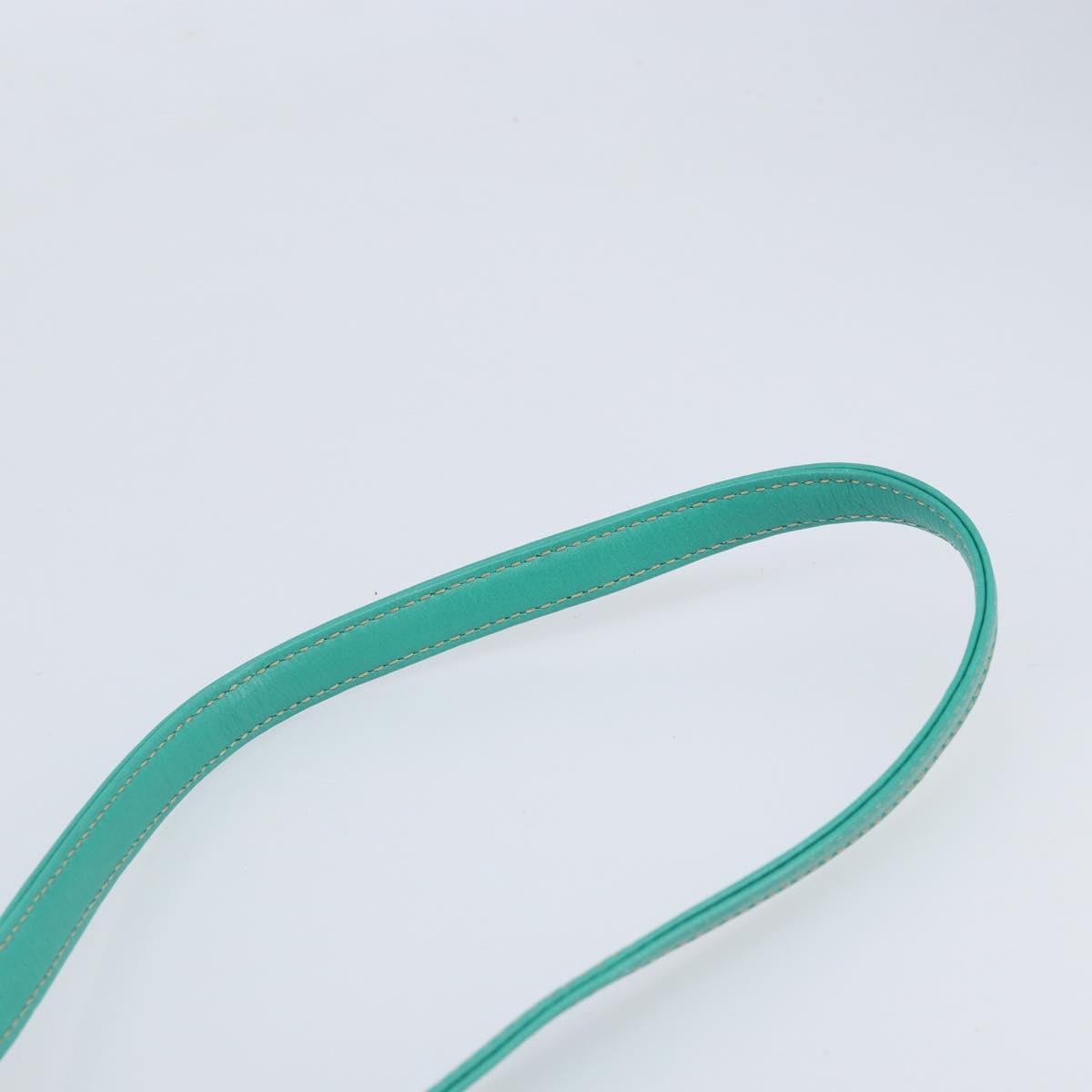 CELINE Shoulder Bag Leather Gold Emerald Green Auth bs34009