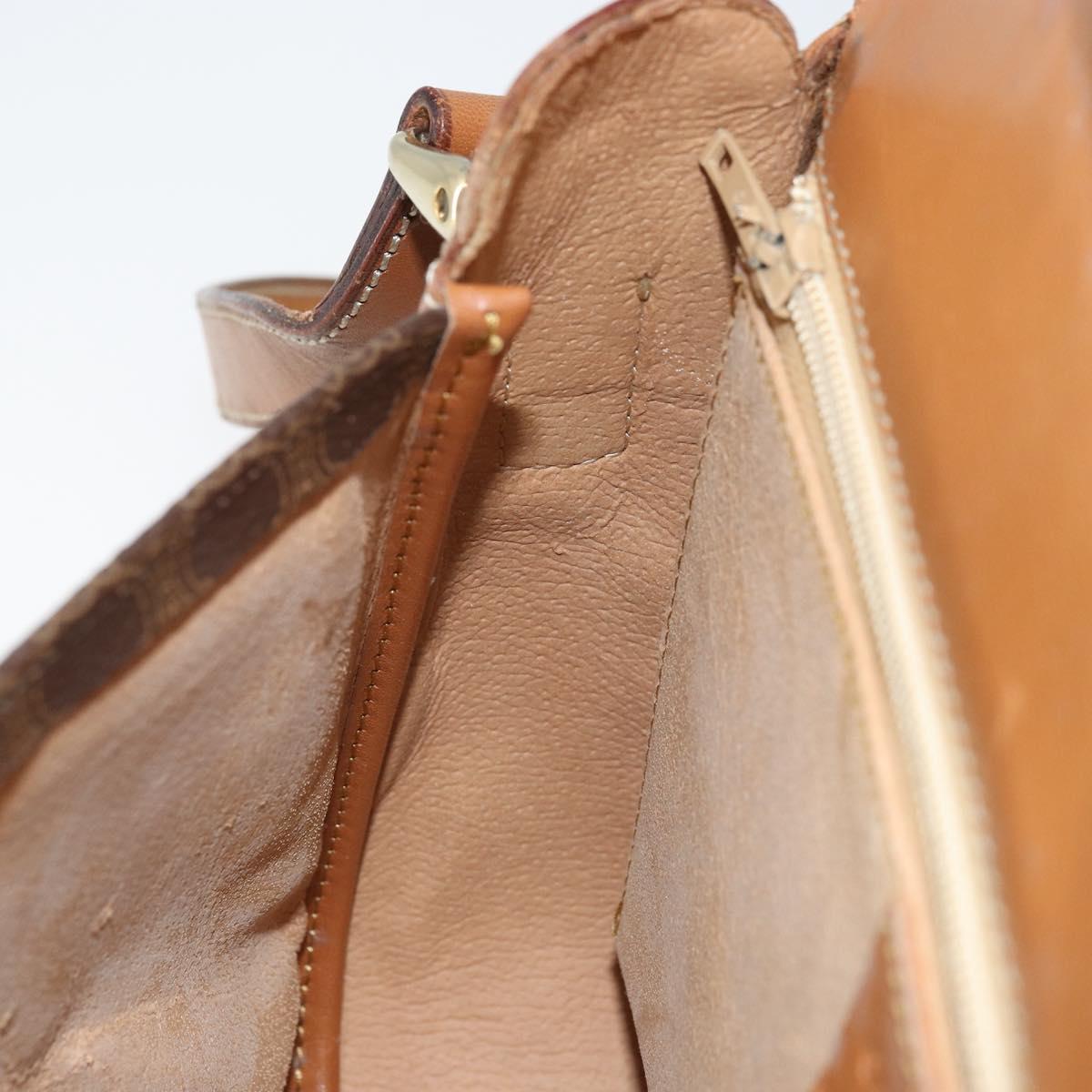 CELINE Macadam Canvas Shoulder Bag PVC Leather Brown Gold Auth bs34010