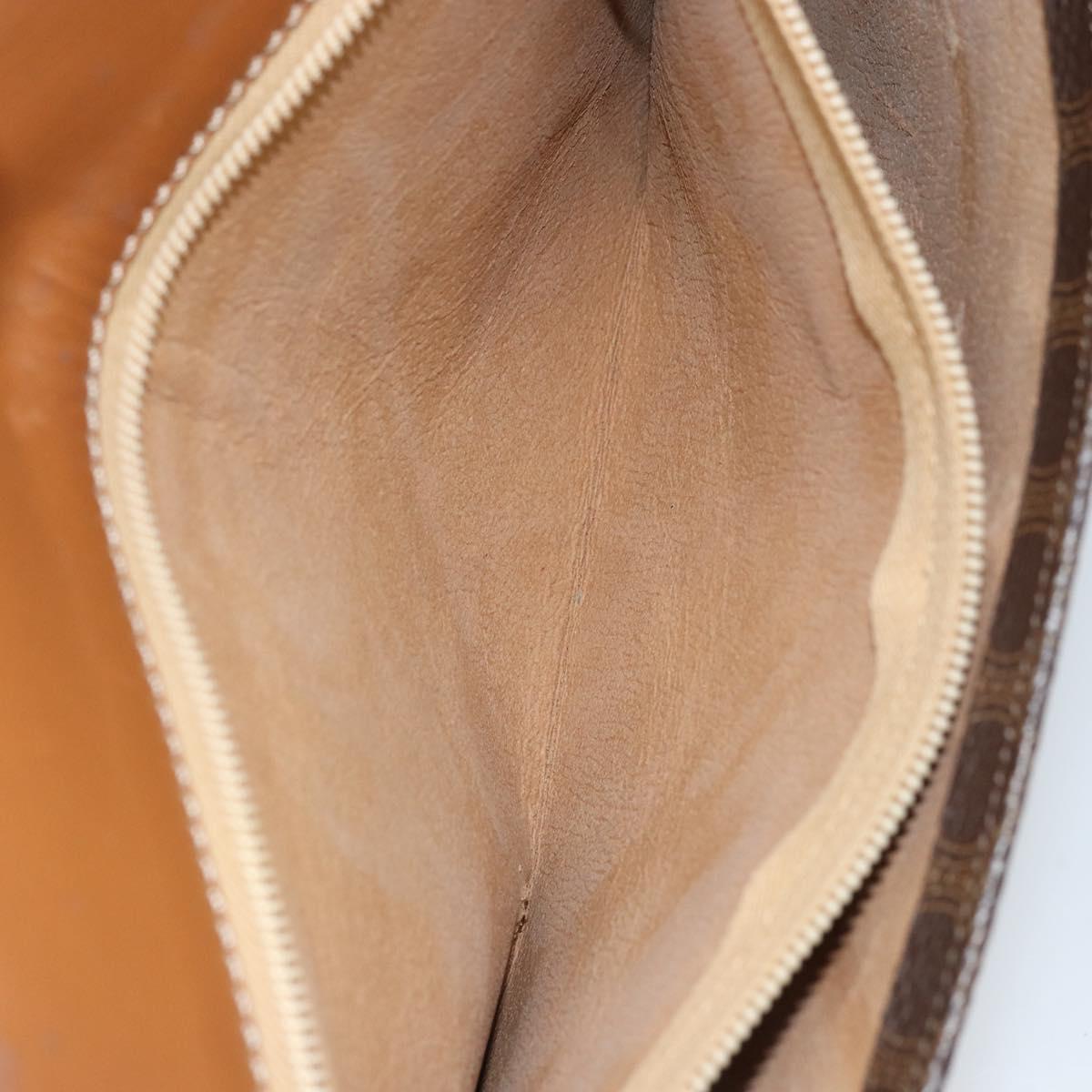 CELINE Macadam Canvas Shoulder Bag PVC Leather Brown Gold Auth bs34010