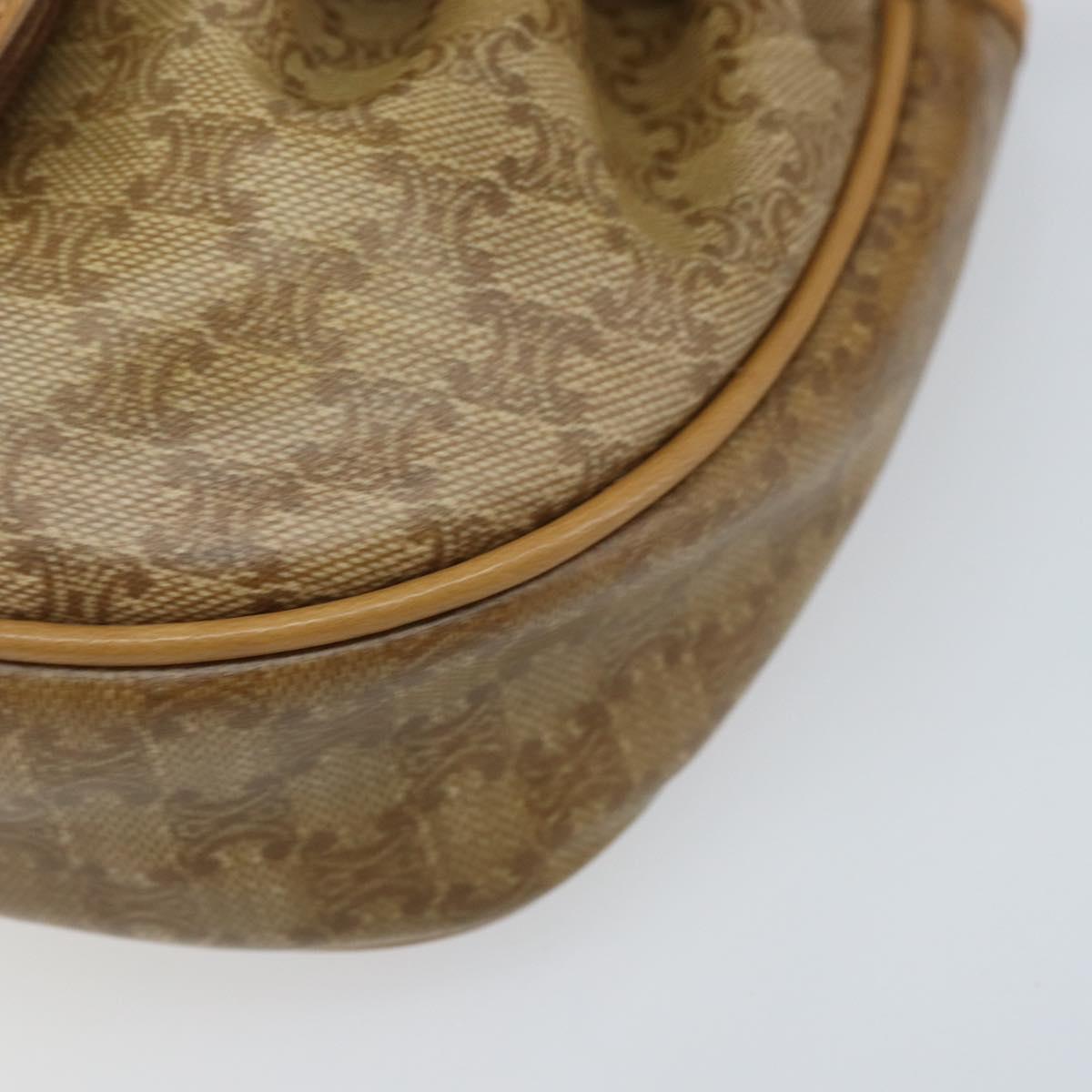 CELINE Macadam Canvas Shoulder Bag PVC Beige gold Auth bs34011
