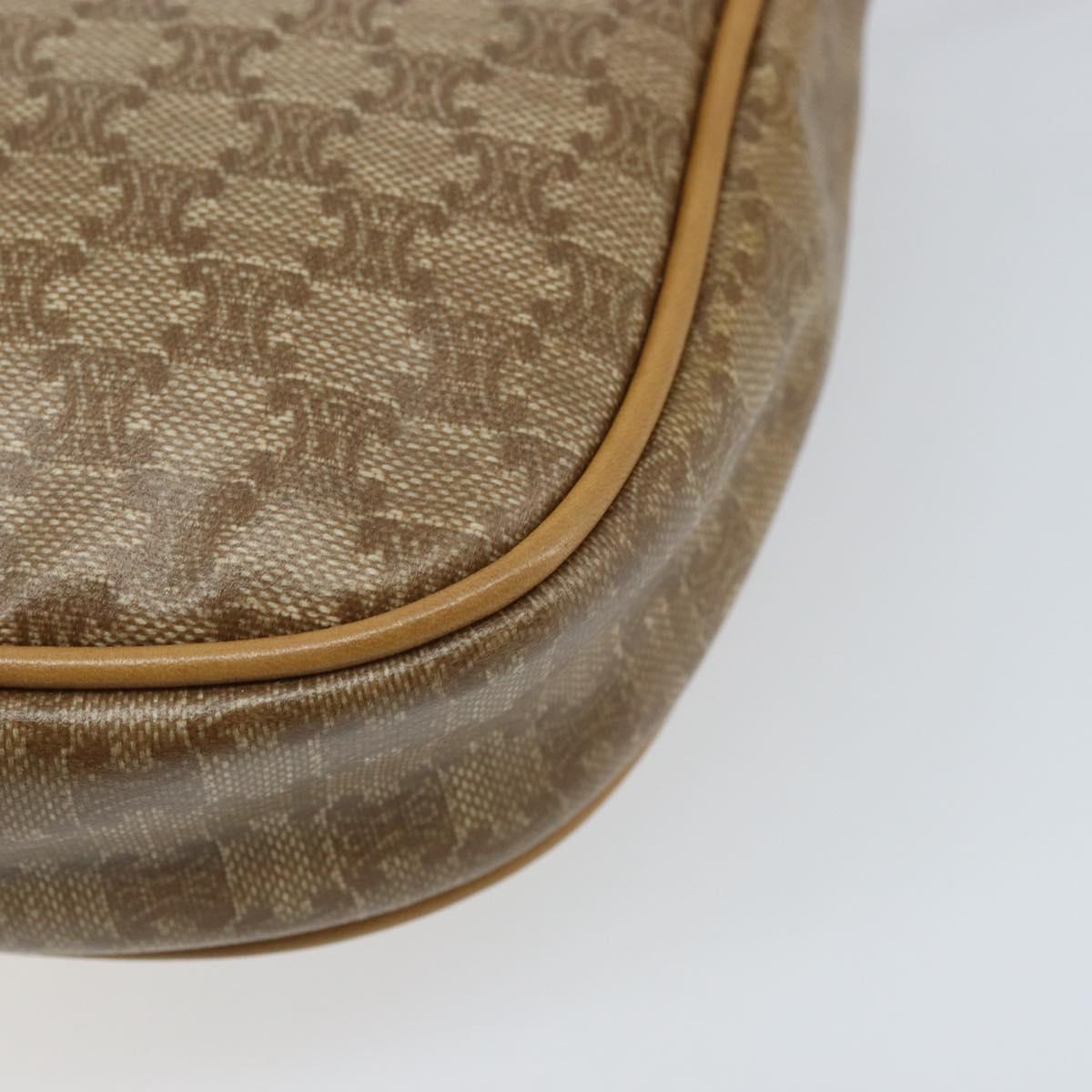 CELINE Macadam Canvas Shoulder Bag PVC Beige gold Auth bs34011