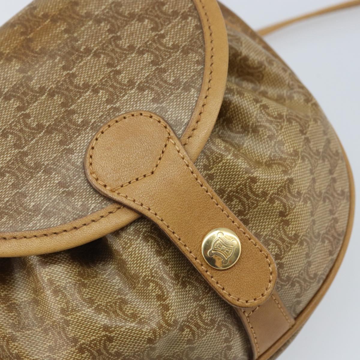 CELINE Macadam Canvas Shoulder Bag PVC Beige gold Auth bs34011