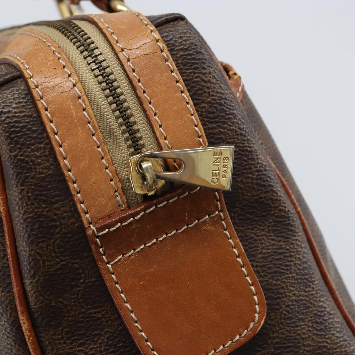 CELINE Macadam Canvas Hand Bag PVC Gold Brown Auth bs34012