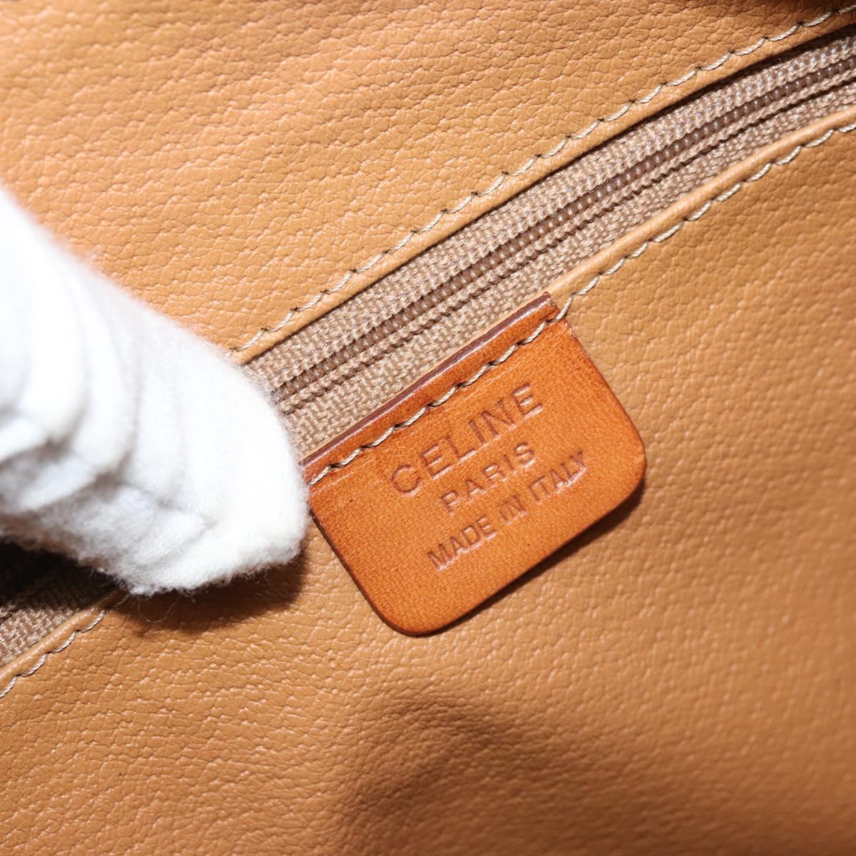 CELINE Macadam Canvas Hand Bag PVC Gold Brown Auth bs34012