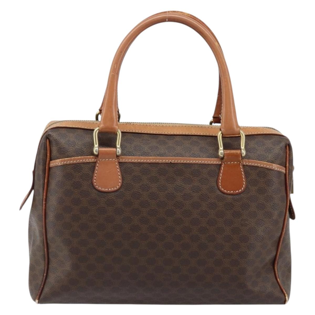 CELINE Macadam Canvas Hand Bag PVC Gold Brown Auth bs34012