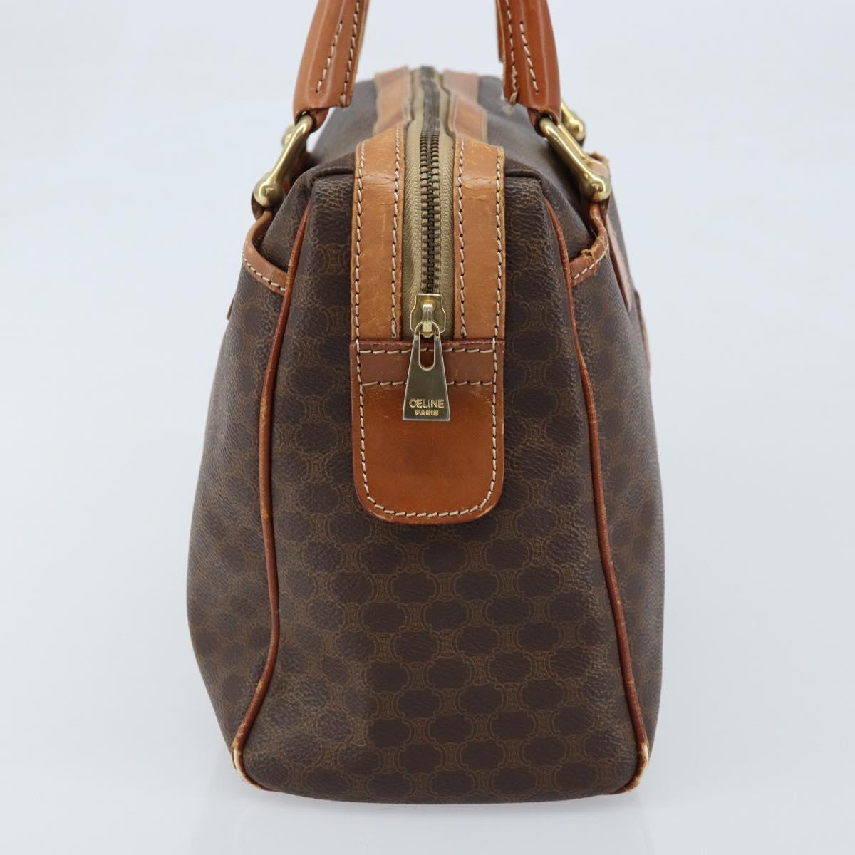 CELINE Macadam Canvas Hand Bag PVC Gold Brown Auth bs34012
