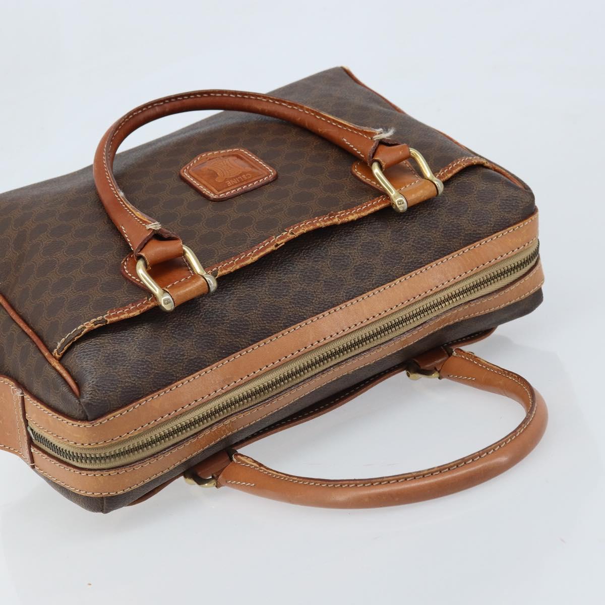 CELINE Macadam Canvas Hand Bag PVC Gold Brown Auth bs34012