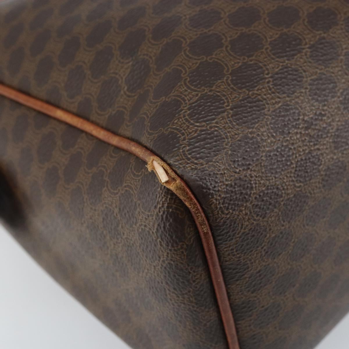 CELINE Macadam Canvas Hand Bag PVC Leather Brown Gold Auth bs34013