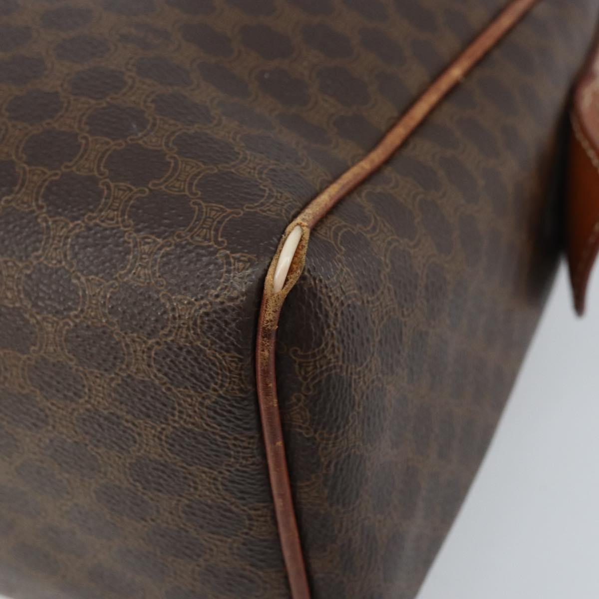 CELINE Macadam Canvas Hand Bag PVC Leather Brown Gold Auth bs34013