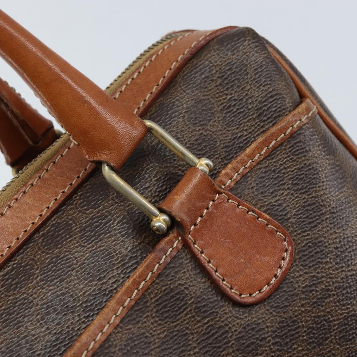 CELINE Macadam Canvas Hand Bag PVC Leather Brown Gold Auth bs34013