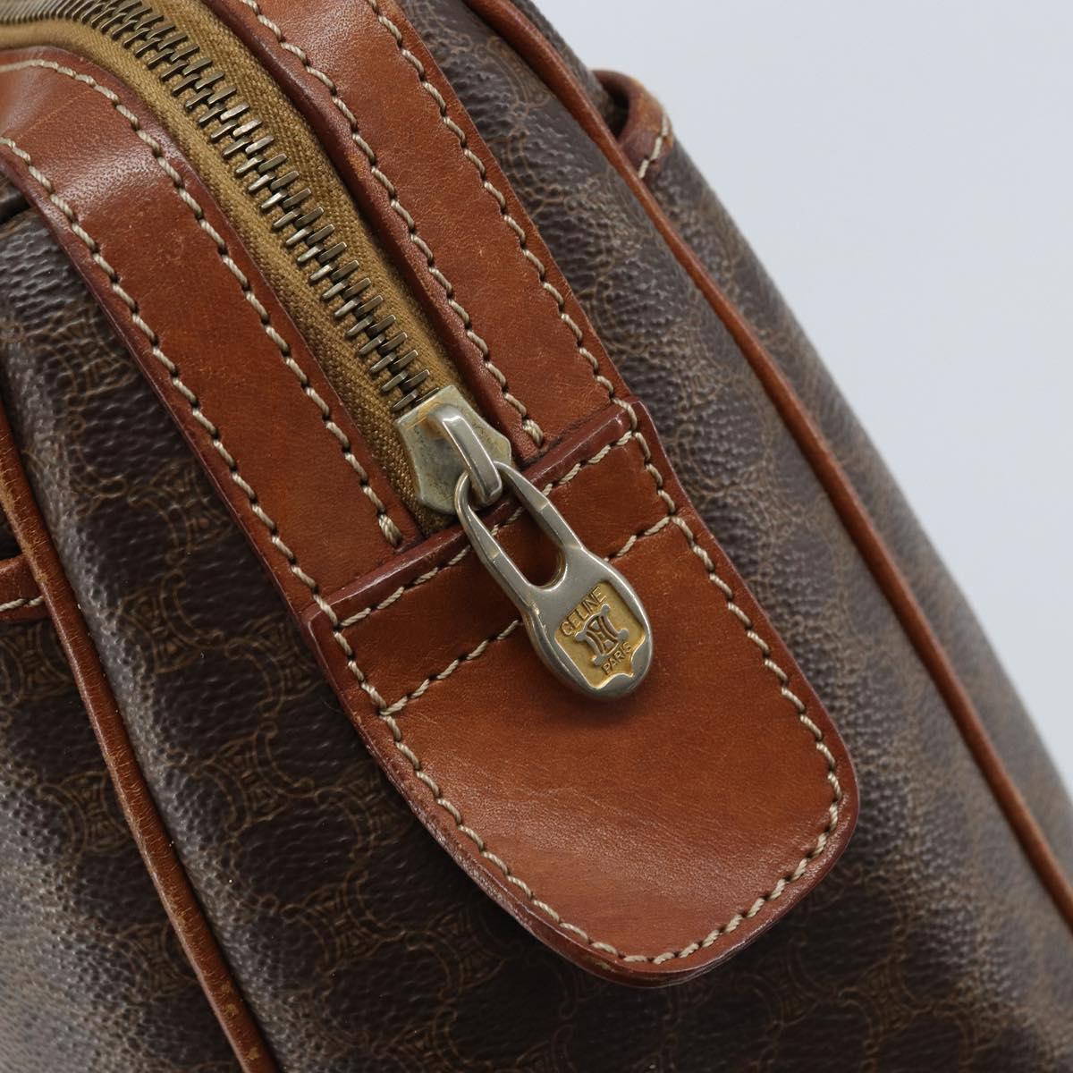 CELINE Macadam Canvas Hand Bag PVC Leather Brown Gold Auth bs34013