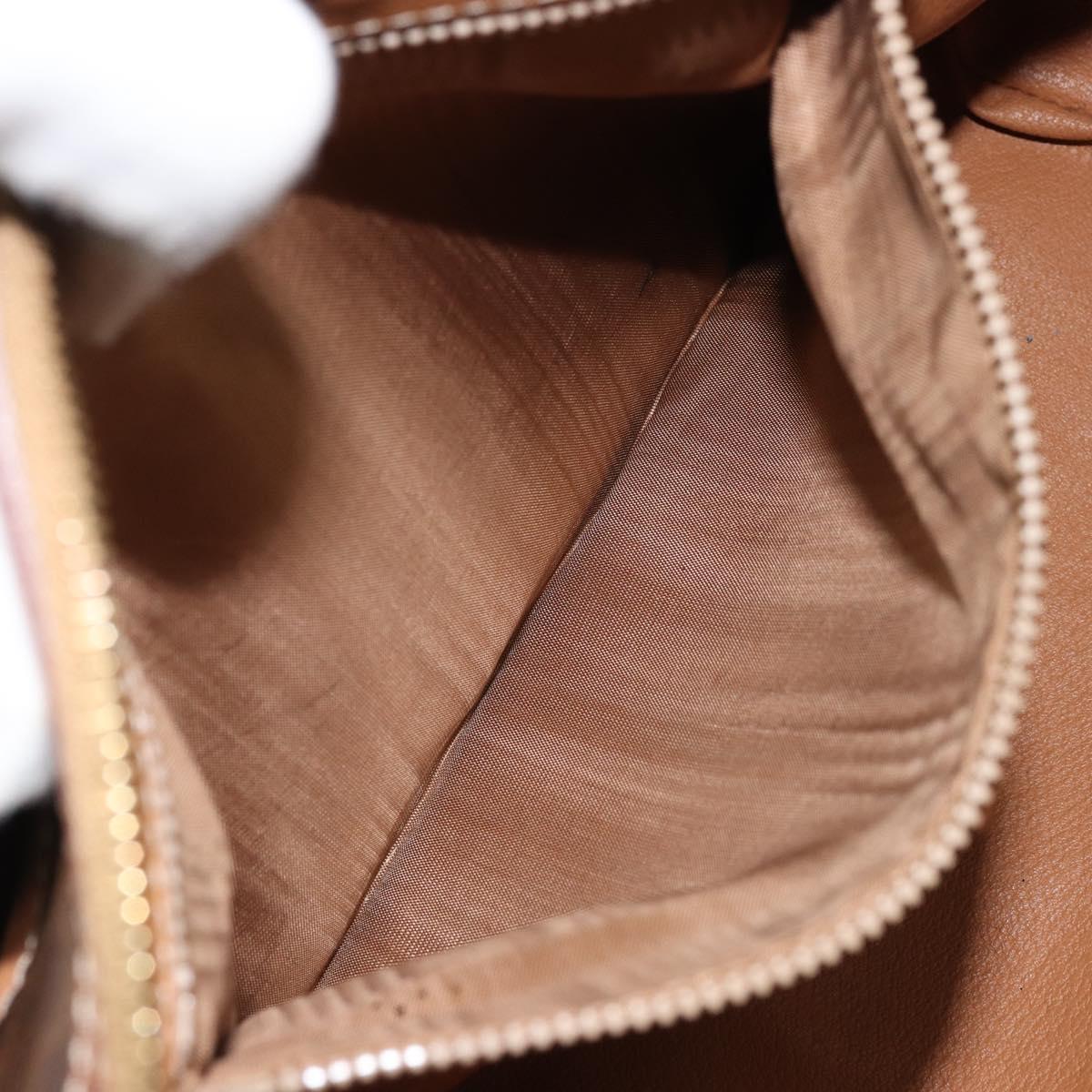 CELINE Macadam Canvas Hand Bag PVC Leather Brown Gold Auth bs34013