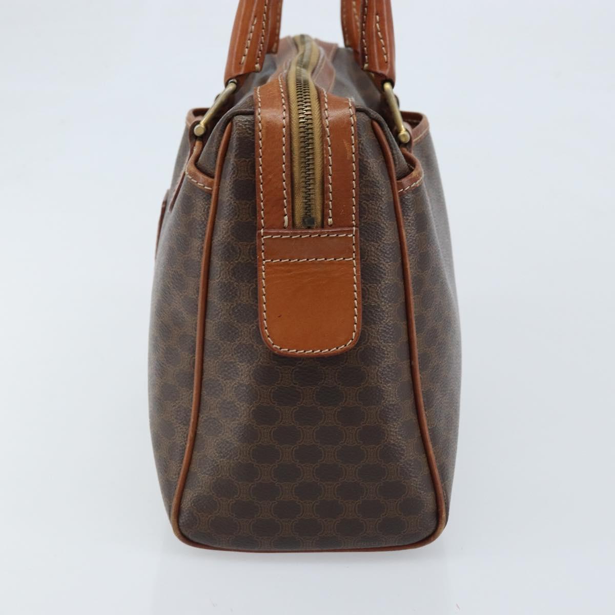 CELINE Macadam Canvas Hand Bag PVC Leather Brown Gold Auth bs34013