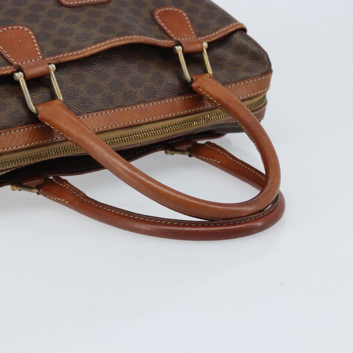 CELINE Macadam Canvas Hand Bag PVC Leather Brown Gold Auth bs34013