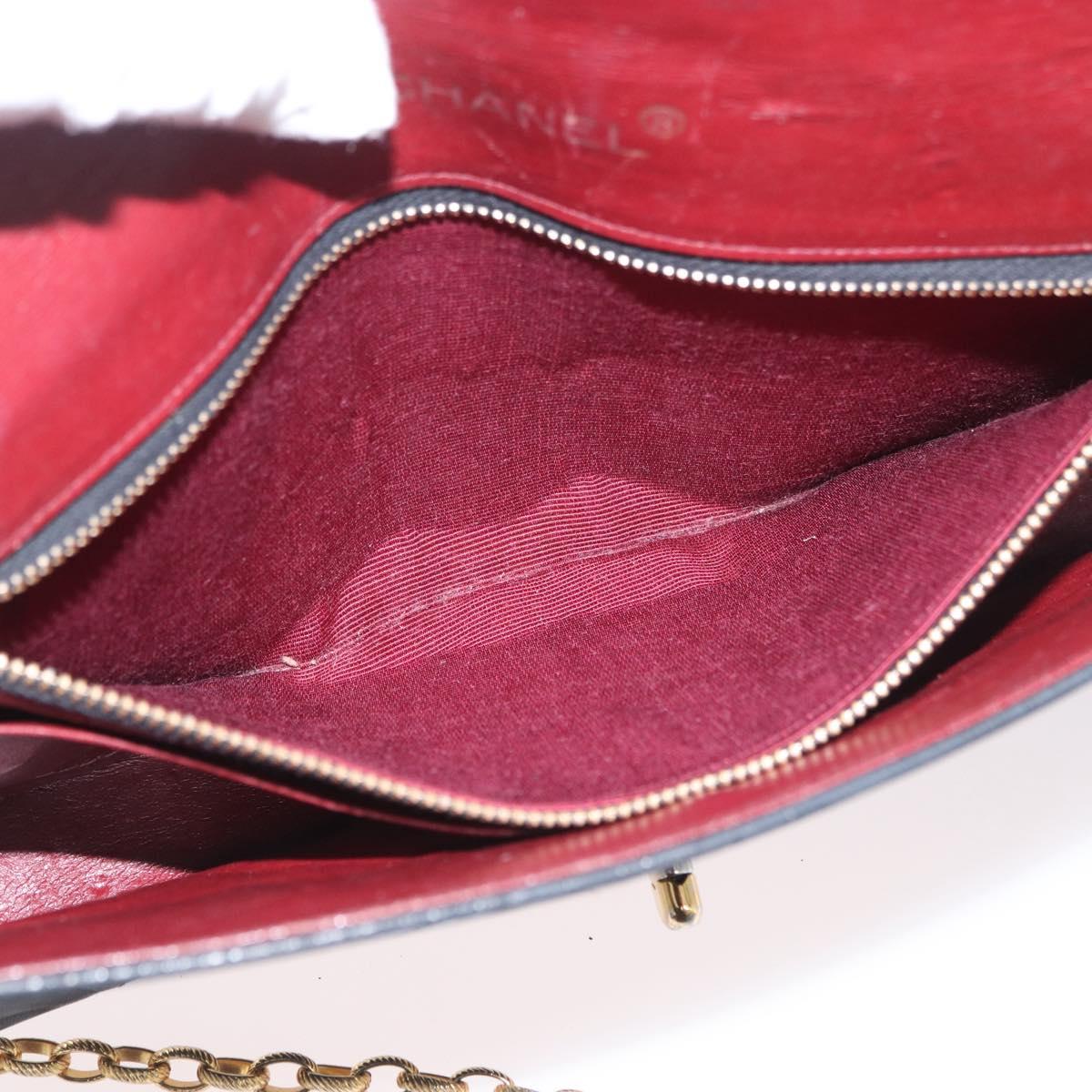 CHANEL Matelasse Chain Shoulder Bag Lamb Skin Black Gold CC Auth bs34016