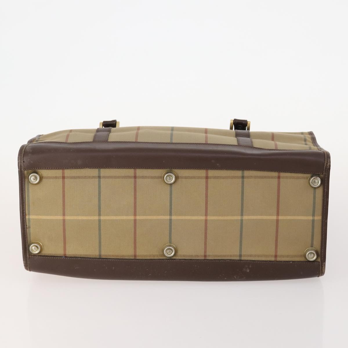 BURBERRY Nova Check Hand Bag Canvas 4 Set Black Beige Auth bs34018