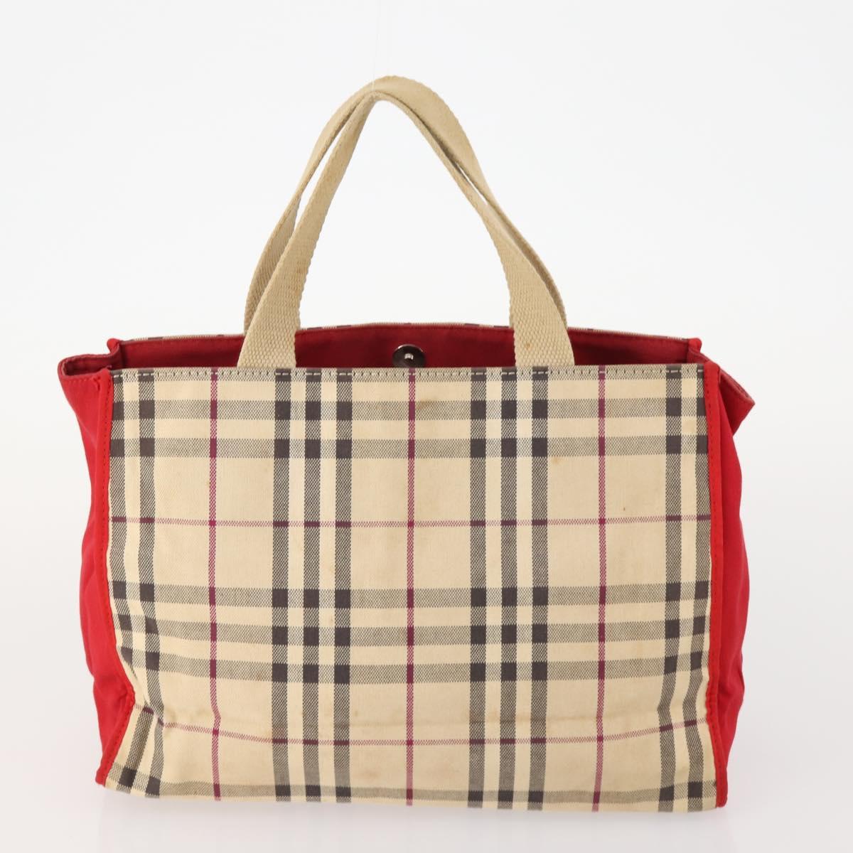 BURBERRY Nova Check Hand Bag Canvas 4 Set Black Beige Auth bs34018