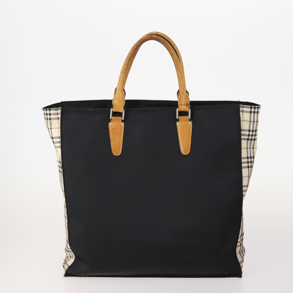 BURBERRY Nova Check Hand Bag Canvas 4 Set Black Beige Auth bs34018