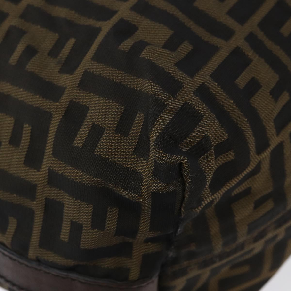 FENDI Zucca Canvas Hand Bag Black Brown Auth bs34032