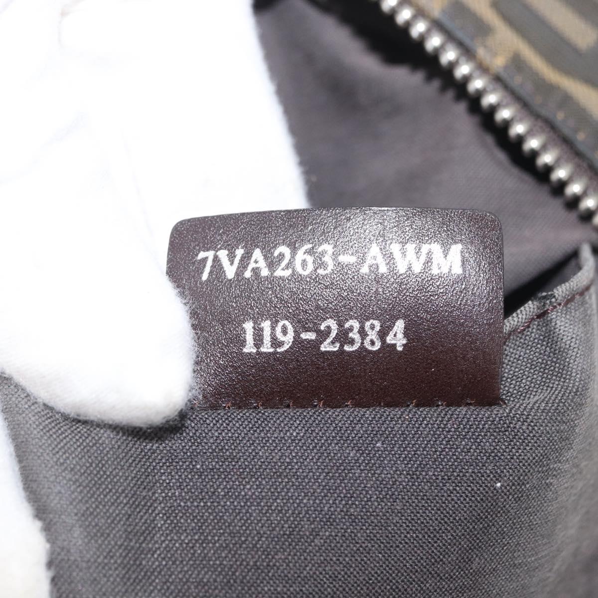 FENDI Zucca Canvas Hand Bag Black Brown Auth bs34032